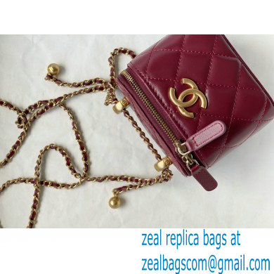 chanel Calfskin  &  Gold-Tone Metal BURGUNDY SMALL VANITY WITH CHAIN ap2292